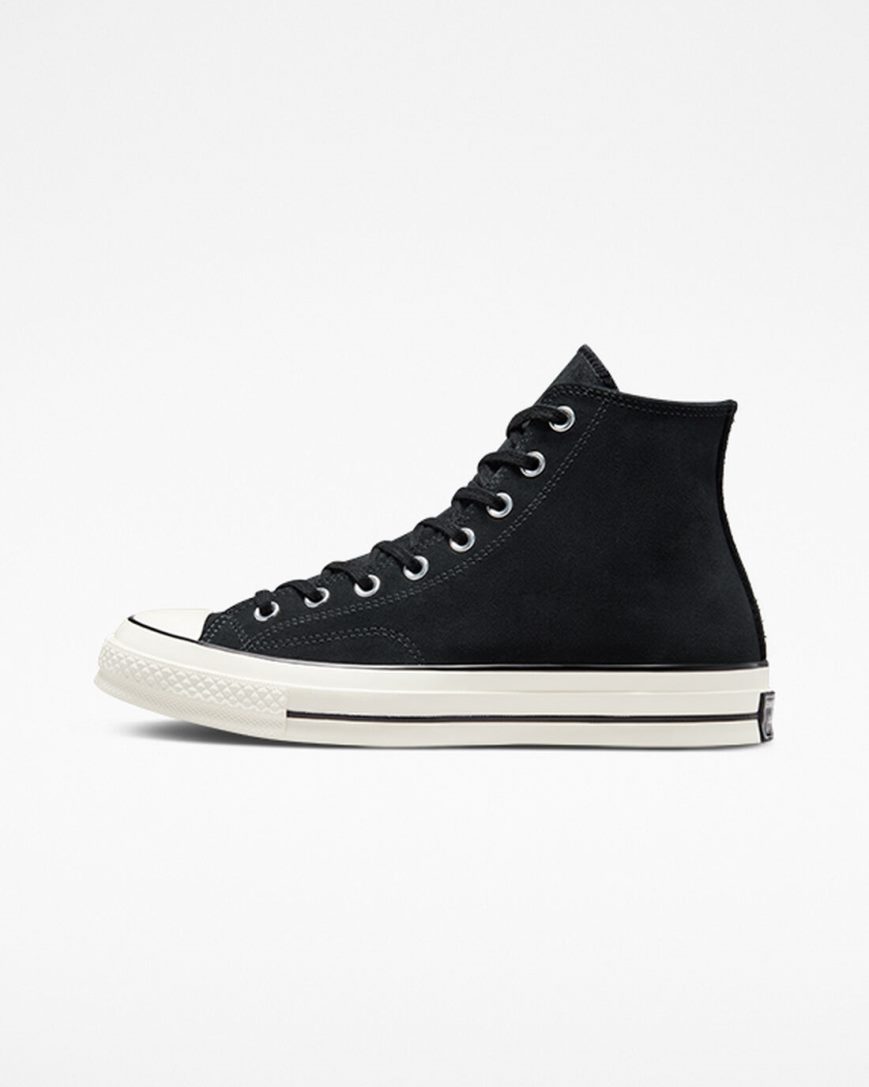 Zapatillas Altas Converse Chuck 70 Suede Hombre Negras | PE P8072W